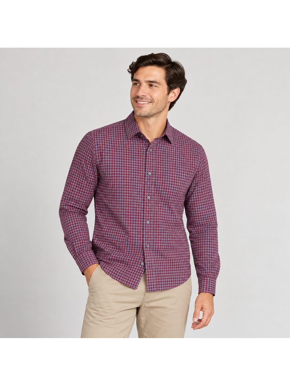 Banana Republic Men's Slim Fit Wrinkle Resistant Check Shirt Red XXL Tall